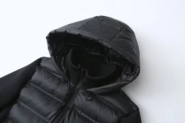 2025 new winter women's cotton coat long sleeved hooded solid color jacket.