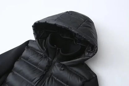 2025 new winter women's cotton coat long sleeved hooded solid color jacket.