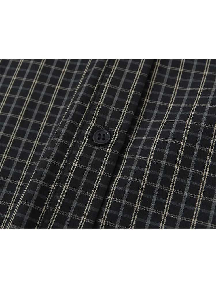 TFMLN 2026 New Women's Retro Plaid Shirt Fashion Simple Casual Loose Long-sleeved Scarf Collar Shirt Lady Single Breasted Top