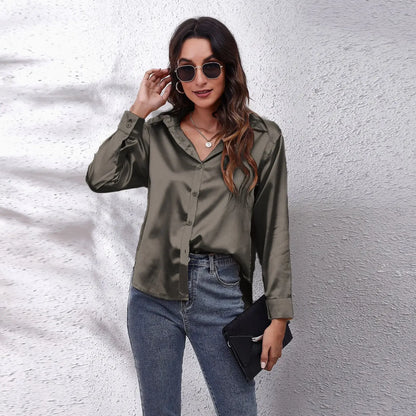 Satin Blouse Women Shirts for Women Clothing Tops Elegant Long Sleeve Spring Autumn Streetwear Fashion Clothes Camisas Casual