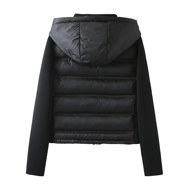 2025 new winter women's cotton coat long sleeved hooded solid color jacket.