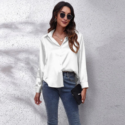 Satin Blouse Women Shirts for Women Clothing Tops Elegant Long Sleeve Spring Autumn Streetwear Fashion Clothes Camisas Casual