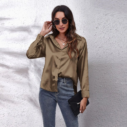 Satin Blouse Women Shirts for Women Clothing Tops Elegant Long Sleeve Spring Autumn Streetwear Fashion Clothes Camisas Casual