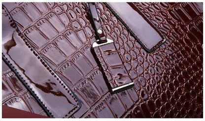 Luxury Vintage Women's Crocodile Pattern Handbag Large Capacity Tote Bag Leather Business Shoulder Bag For Female