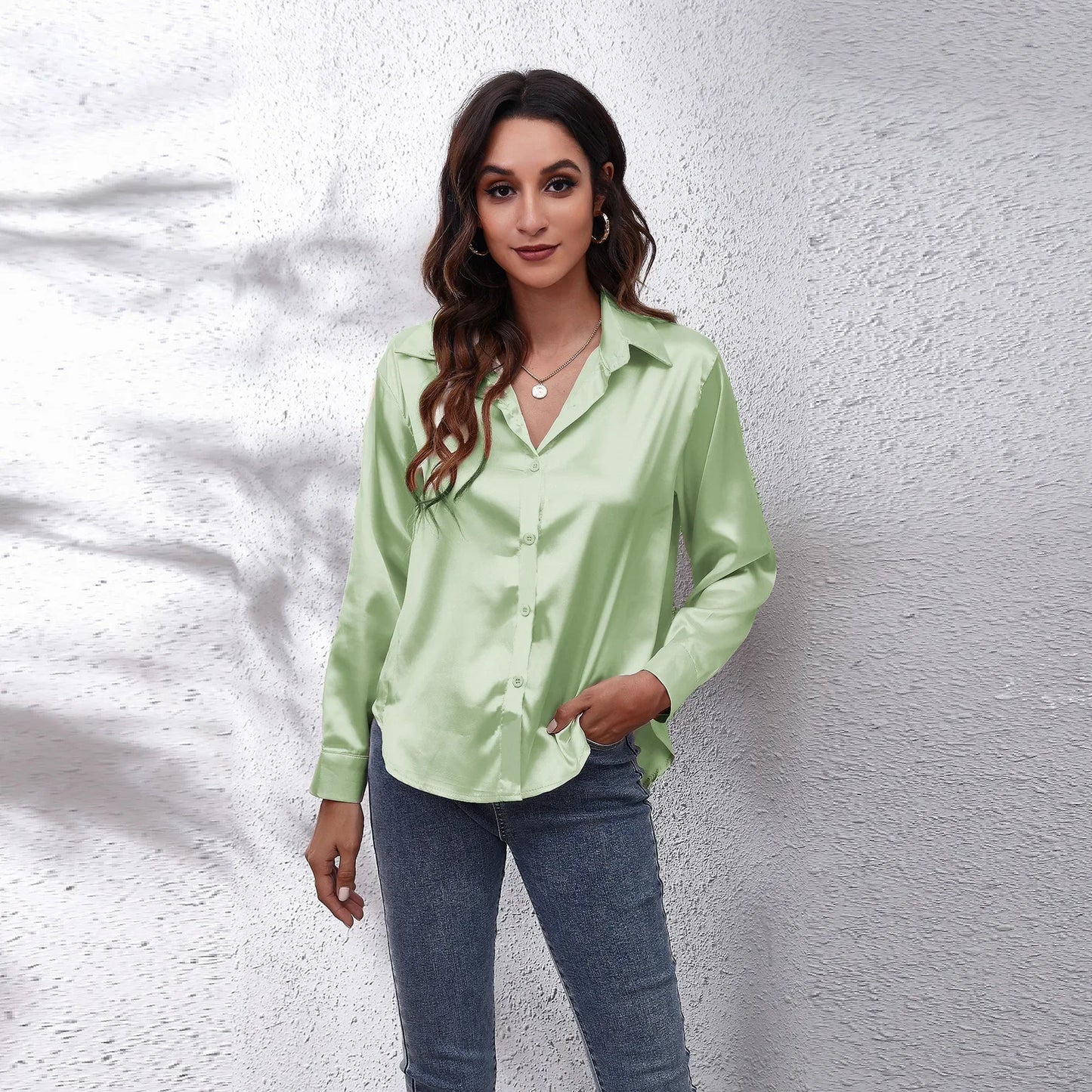 Satin Blouse Women Shirts for Women Clothing Tops Elegant Long Sleeve Spring Autumn Streetwear Fashion Clothes Camisas Casual