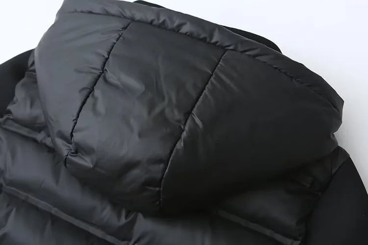 2025 new winter women's cotton coat long sleeved hooded solid color jacket.