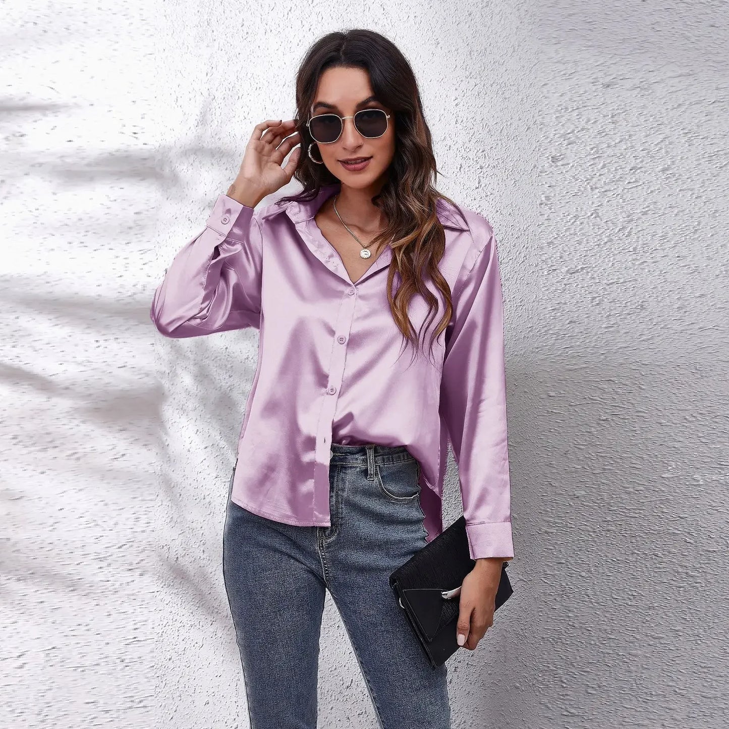 Satin Blouse Women Shirts for Women Clothing Tops Elegant Long Sleeve Spring Autumn Streetwear Fashion Clothes Camisas Casual