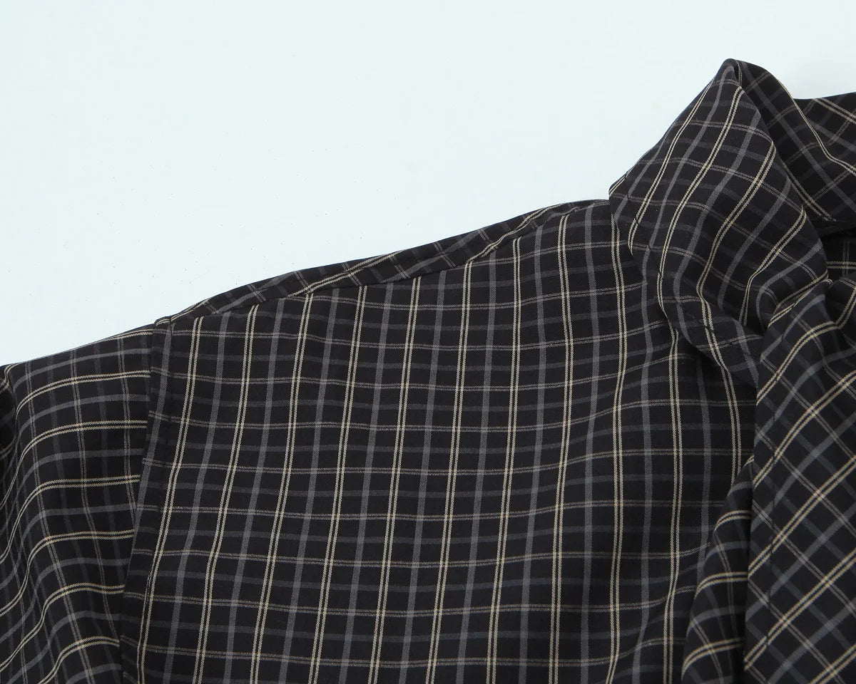 TFMLN 2026 New Women's Retro Plaid Shirt Fashion Simple Casual Loose Long-sleeved Scarf Collar Shirt Lady Single Breasted Top