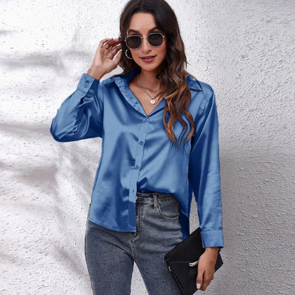 Satin Blouse Women Shirts for Women Clothing Tops Elegant Long Sleeve Spring Autumn Streetwear Fashion Clothes Camisas Casual