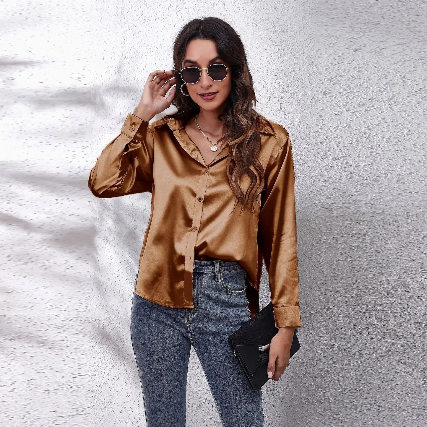 Satin Blouse Women Shirts for Women Clothing Tops Elegant Long Sleeve Spring Autumn Streetwear Fashion Clothes Camisas Casual