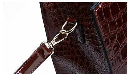 Luxury Vintage Women's Crocodile Pattern Handbag Large Capacity Tote Bag Leather Business Shoulder Bag For Female