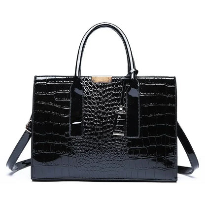 Luxury Vintage Women's Crocodile Pattern Handbag Large Capacity Tote Bag Leather Business Shoulder Bag For Female