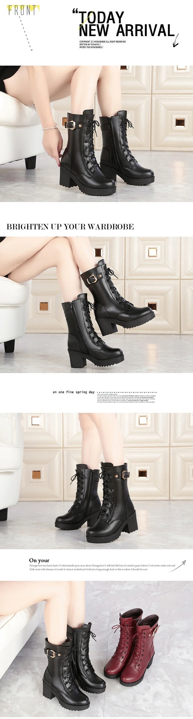 WOIZGIC Female Mother Ladies Women's Snow Genuine Leather Ankle Shoes Boots Warm Fur Plush Wool Zipper Lace Motorcycle Mid Calf