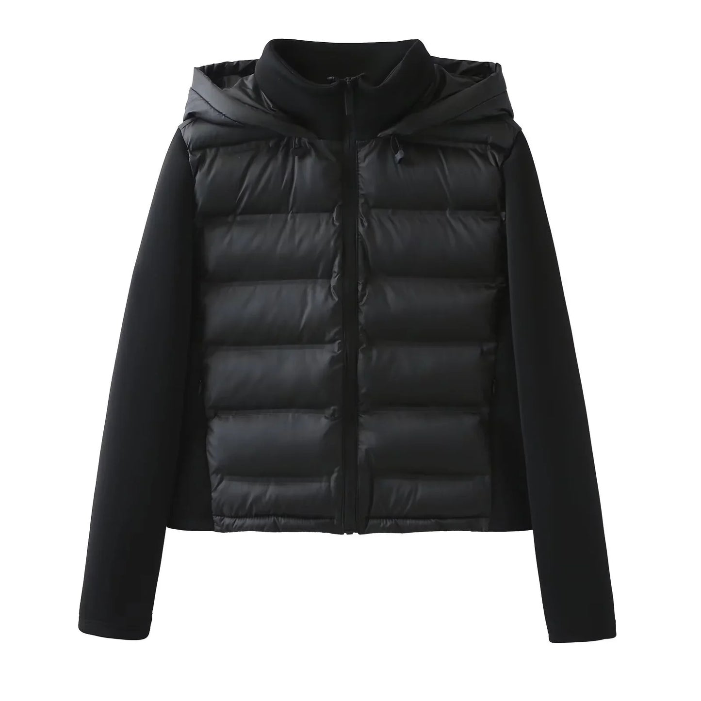 2025 new winter women's cotton coat long sleeved hooded solid color jacket.