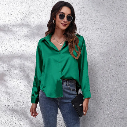 Satin Blouse Women Shirts for Women Clothing Tops Elegant Long Sleeve Spring Autumn Streetwear Fashion Clothes Camisas Casual