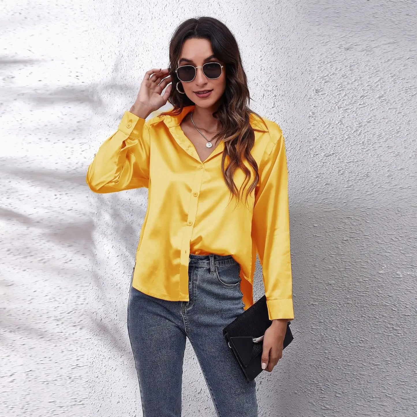 Satin Blouse Women Shirts for Women Clothing Tops Elegant Long Sleeve Spring Autumn Streetwear Fashion Clothes Camisas Casual