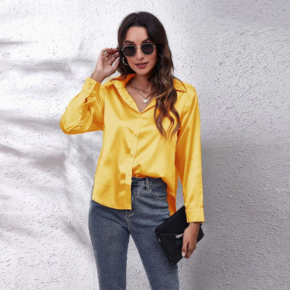 Satin Blouse Women Shirts for Women Clothing Tops Elegant Long Sleeve Spring Autumn Streetwear Fashion Clothes Camisas Casual