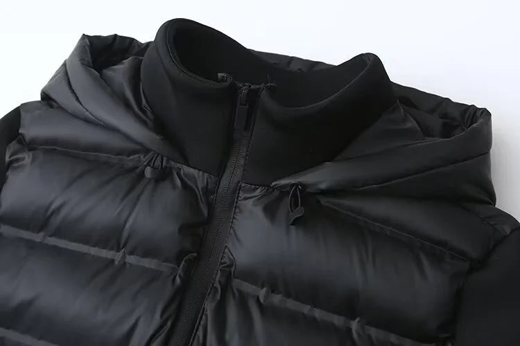 2025 new winter women's cotton coat long sleeved hooded solid color jacket.