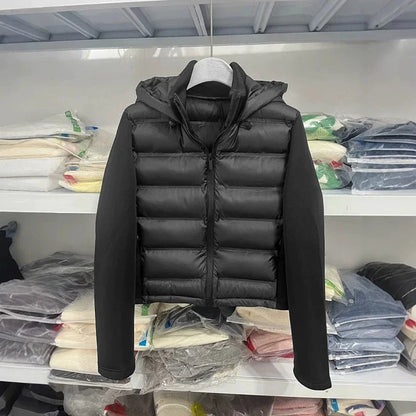 2025 new winter women's cotton coat long sleeved hooded solid color jacket.