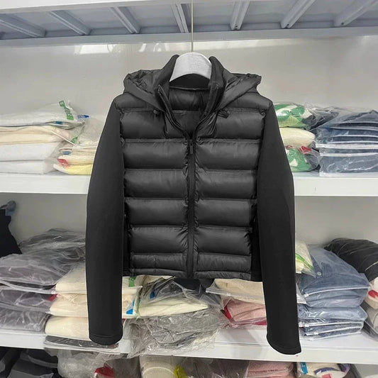 2025 new winter women's cotton coat long sleeved hooded solid color jacket.